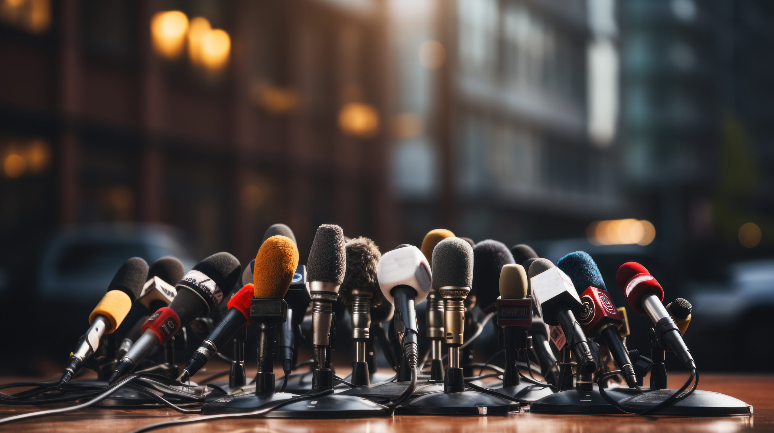 Press conference microphones